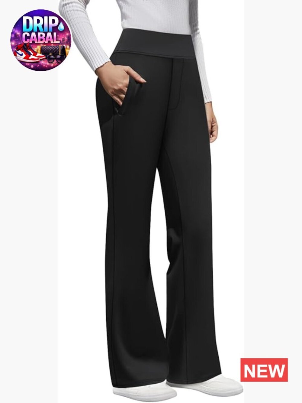 High Waist Stretchy Bootcut Work Pants with Pockets Pull On Slacks